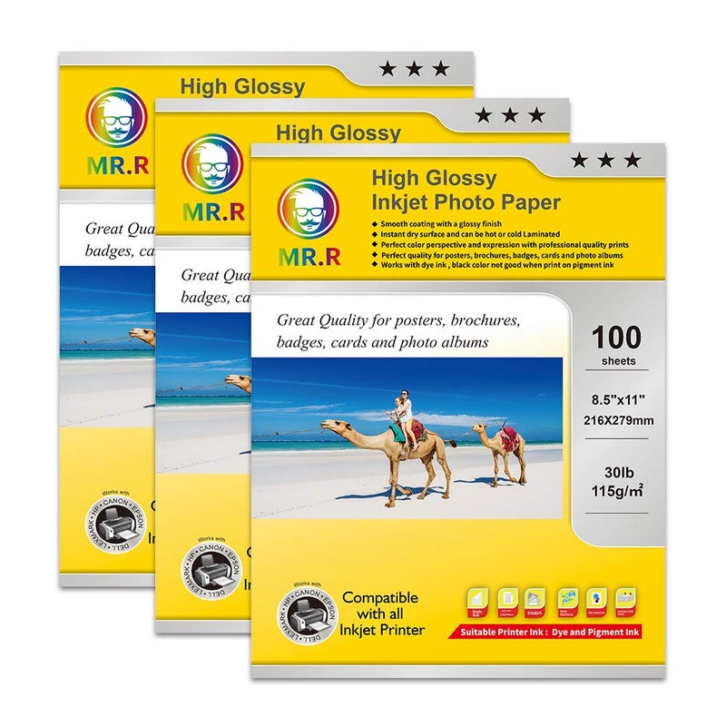 MR.R Single Side High Glossy Inkjet Photo Paper Letter Size 8.5"x11" with 100 sheets per pack 115gsm 30LB - Image 2